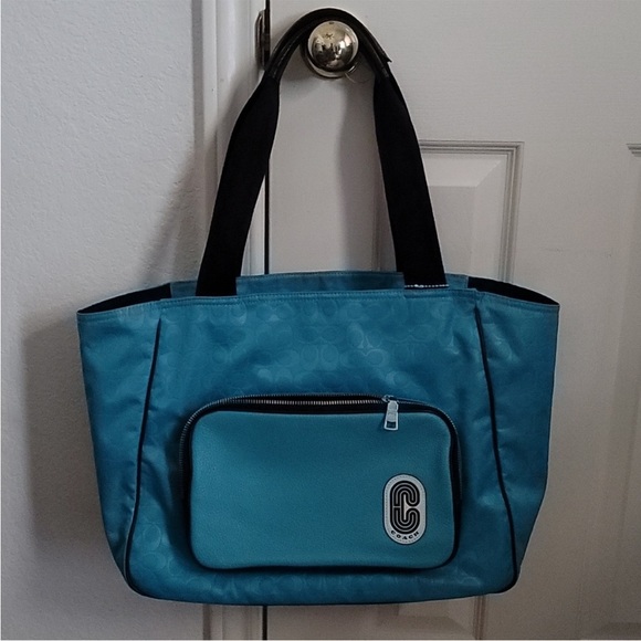Coach Court Turquoise Tote Bag C2022-1709 - Picture 1 of 7